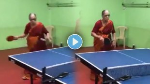 grandmaa playing table tennis