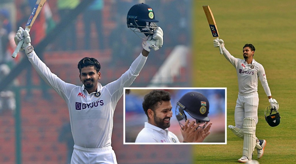 shreyas iyer hits maiden test ton on debut against new zealand