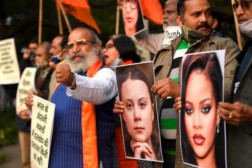 Protest against Greta Thunberg and Rihanna