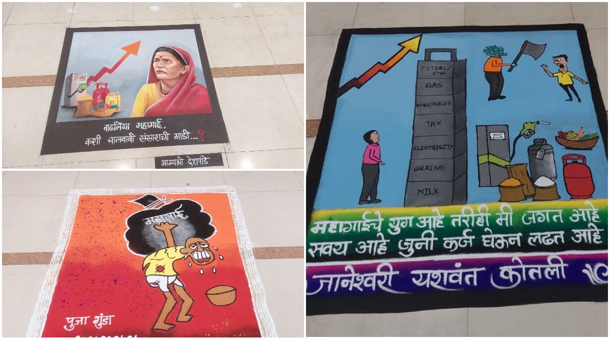 Rangoli competition on inflation in Pune msr 87 svk 88| Photos ...