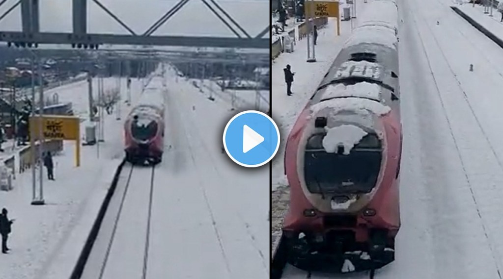 Sadura Railway Station covered snow