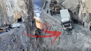 Truck hanging off cliff edge