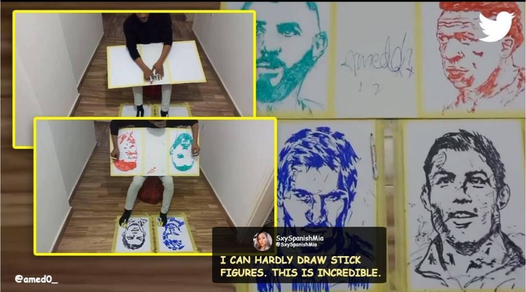 artist created six portraits at once