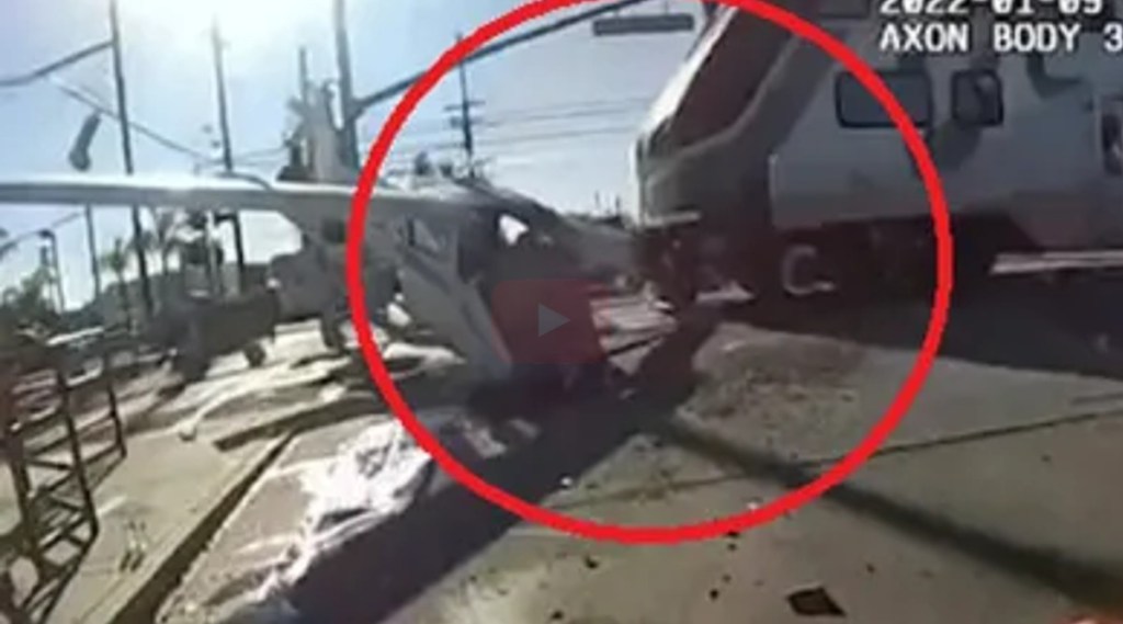 crashed plane hit by train