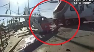 crashed plane hit by train