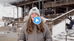 funny scene behind the reporter
