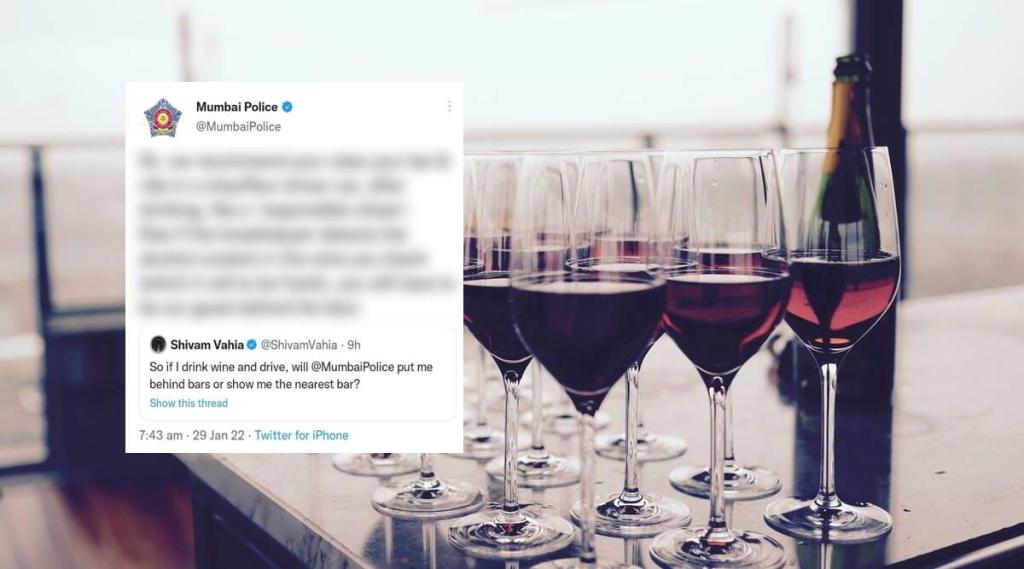 twitter user Asks Can Drink Wine And Drive Mumbai Police Reply