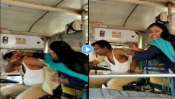 बसमध्ये घुसून महिलेनं ड्रायव्हरला केलेल्या मारहाणीचा VIDEO VIRAL