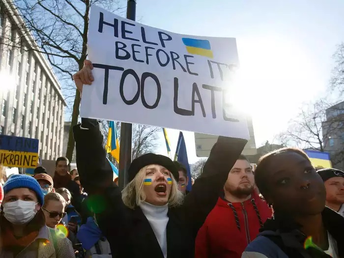 Photos show protesters across the world calling on Putin to stand down as Russia continues its assault on Ukraine