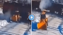 ट्रेनने जेसीबीला जोरदार धडक दिल्यावरही ड्रायव्हर वाचला, अंगावर काटा आणणारा व्हिडीओ व्हायरल