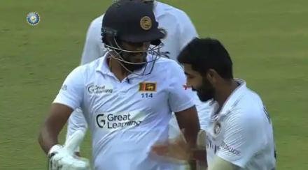 Suranga Lakmal was dismissed Jasprit Bumrah ran to him