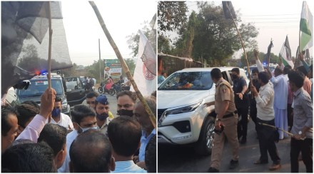 काळे झेंडे दाखवत ‘स्वभिमानी’च्या कार्यकर्त्यांनी रोखला गृह राज्यमंत्री सतेज पाटील यांचा वाहन ताफा!