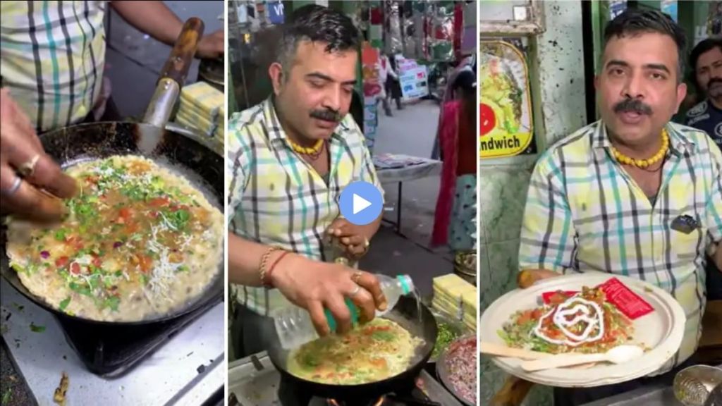 हा विक्रेता ऑम्लेट बनवण्यासाठी तेलाऐवजी पाण्याचा वापर करत आहे. (Photo : Youtube/ARE YOU HUNGRY)