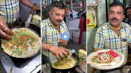 हा विक्रेता ऑम्लेट बनवण्यासाठी तेलाऐवजी पाण्याचा वापर करत आहे. (Photo : Youtube/ARE YOU HUNGRY)