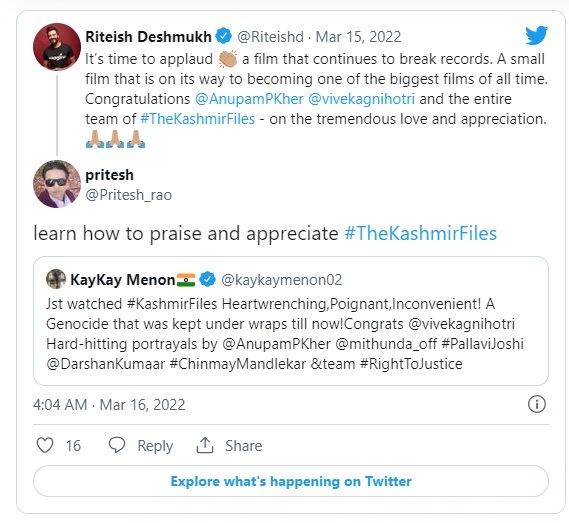 Riteish Deshmukh Trolled For Tweet About The Kashmir Files