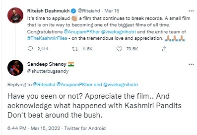 Riteish Deshmukh Trolled For Tweet About The Kashmir Files