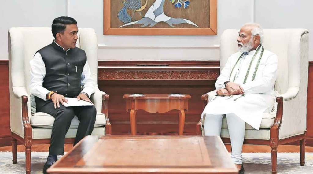 गोव्याचे मुख्यमंत्री प्रमोद सावंत यांनी मंगळवारी पंतप्रधान नरेंद्र मोदी यांची दिल्लीत भेट घेतली.