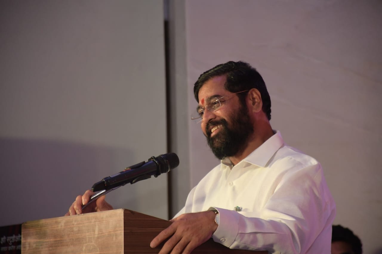 Shivsena Minister Eknath Shinde Emotional At at music launch of Dharmaveer