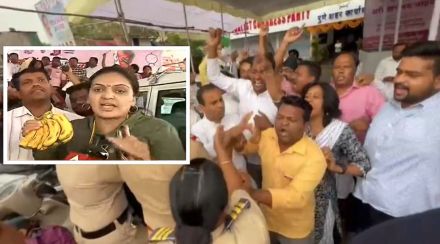 NCP कार्यालयाबाहेर आंदोलन करणाऱ्या ब्राह्मण महासंघाला रुपाली ठोंबरेंनी पळवून लावलं; केळी घेऊन पोहोचल्या; म्हणाल्या “मी तर त्यांना…”