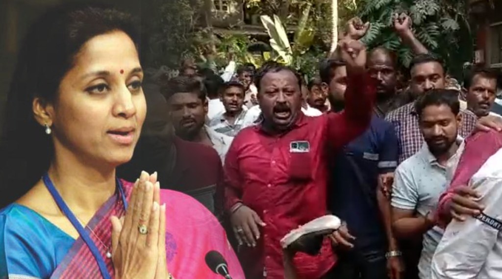 शरद पवारांच्या ‘सिल्व्हर ओक’वर आक्रमक एसटी कर्मचाऱ्यांची चप्पलफेक; सुप्रिया सुळे हात जोडत म्हणाल्या,”माझे आईवडील, मुलगी…”