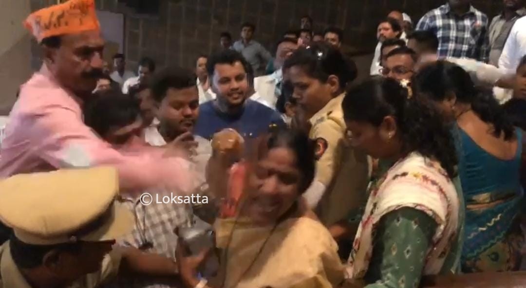 Smriti Irani faces protests by NCP Congress over price rise during Pune visit