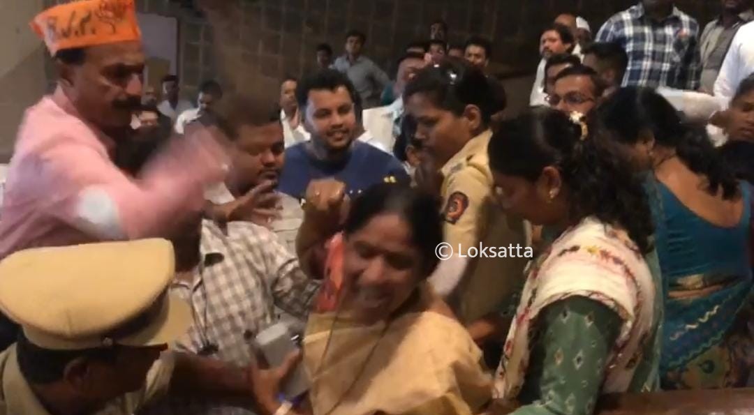 Smriti Irani faces protests by NCP Congress over price rise during Pune visit