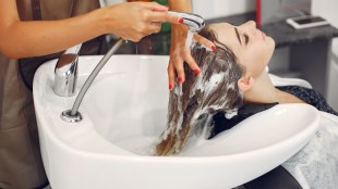 Woman hair wash good time