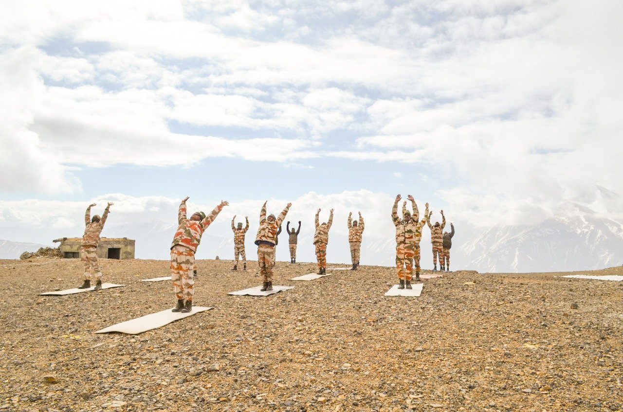 International Yoga Day 2022 ITBP jawans perform yoga aasans 