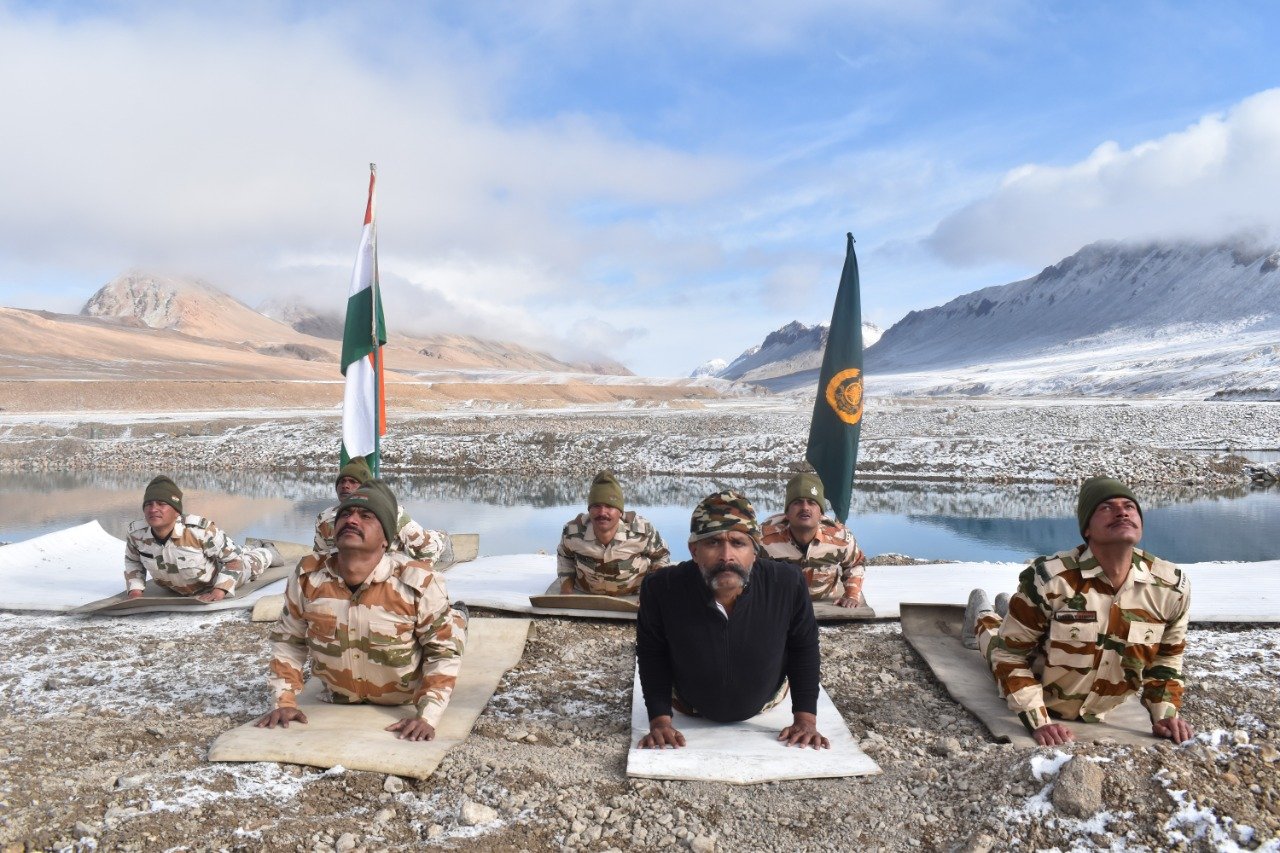 International Yoga Day 2022 ITBP jawans perform yoga aasans 