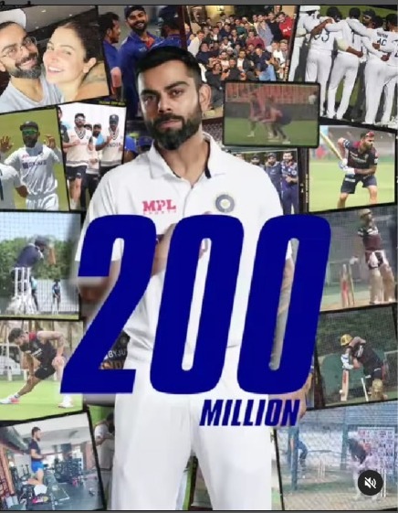 Virat Kohli 200 m instagram followers