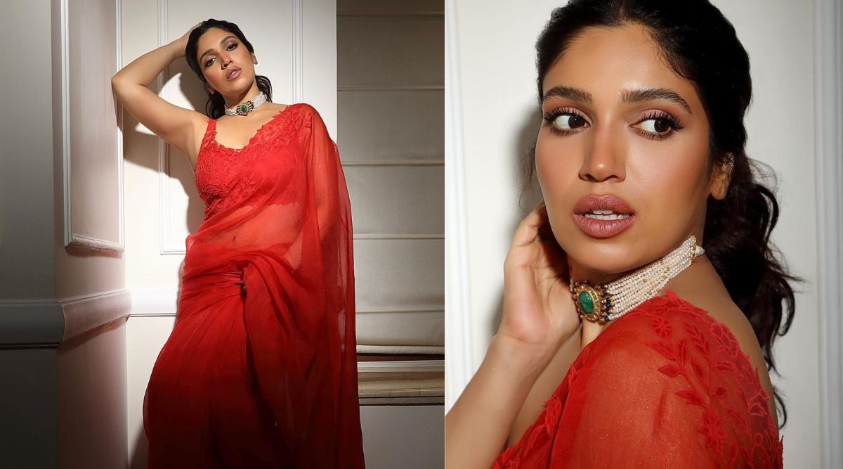 bhumi pednekar,bhumi pednekar photos,bhumi pednekar in net saree,bhumi pednekar in sleeveless lace blouse