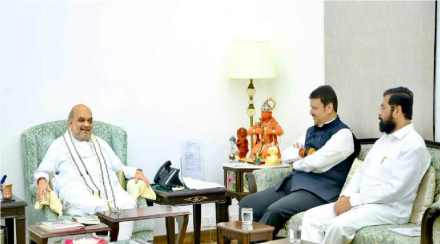 AMIT SHAH AND DEVENDRA FADNAVIS AND EKNATH SHINDE AMIT SHAH AND DEVENDRA FADNAVIS AND EKNATH SHINDE