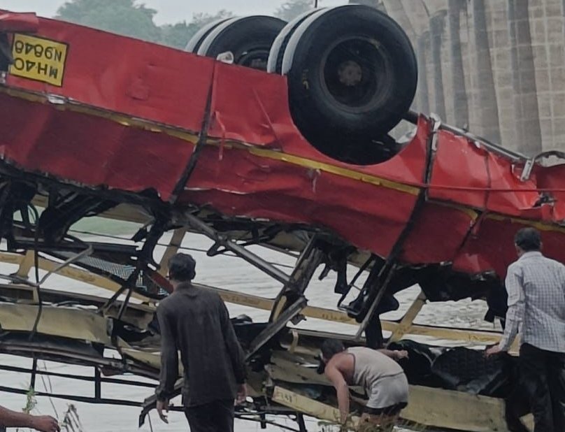 12 dead as Maharashtra Roadways bus falls off bridge in MP Dhar