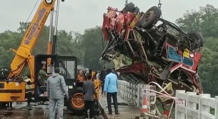 12 dead as Maharashtra Roadways bus falls off bridge in MP Dhar
