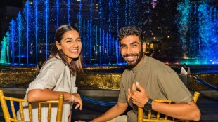Jasprit Bumrah and Sanjana Ganesan