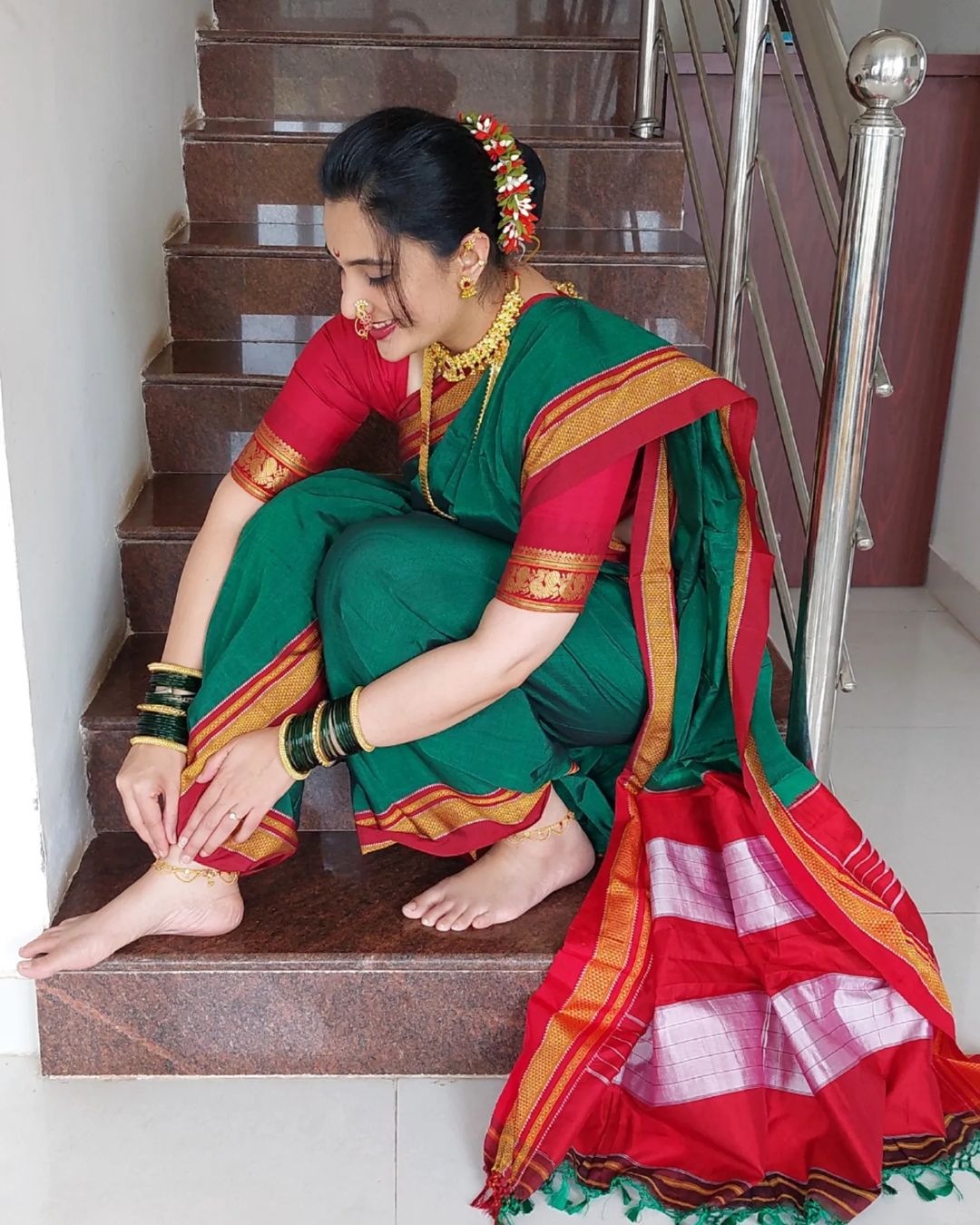 Sai Lokur Nauvari Saree Look Photos