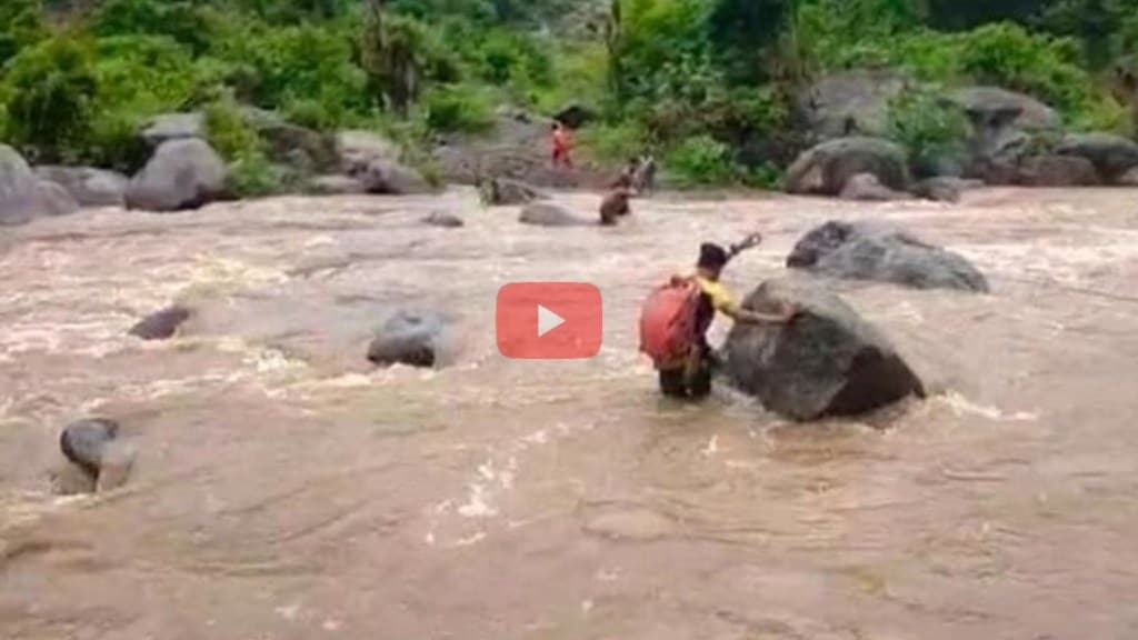 Student Crossing River