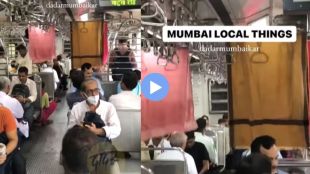 People put their clothes to dry in the Mumbai local train compartment