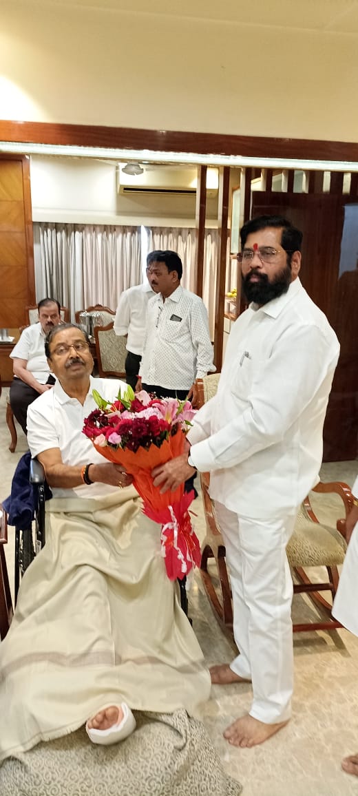 Chief Minister Eknath Shinde meets Shiv Sena MP Gajanan Kirtikar