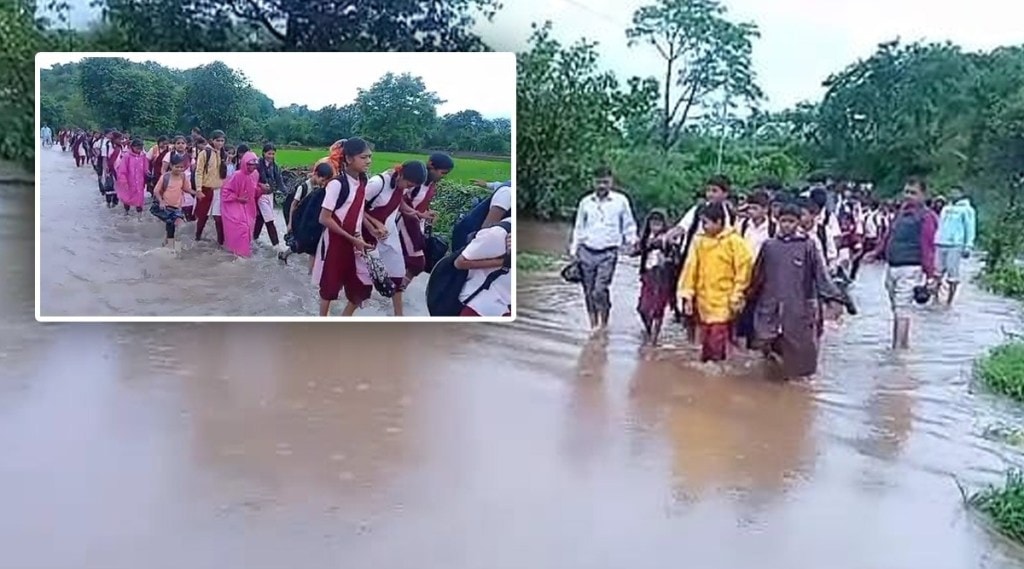teacher rescued students from flood in Shivali Bhadawali in Maval Pune district teacher rescued students from flood in Shivali Bhadawali in Maval Pune district