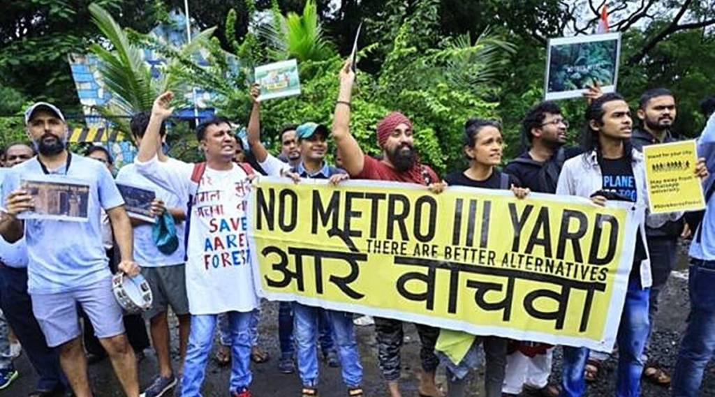 Protest against aarey metro carshed