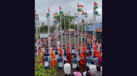 widow women hoisted tricolor flags