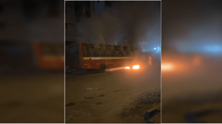 NMMT bus caught fire at Taloja