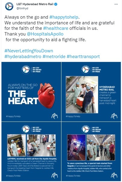 Hyderabad Doctors Take Metro While Transporting A Live Heart For Transplant Surgery