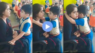 toddler trying to convince his teacher
