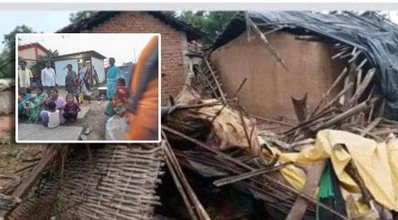 12 families of Nagandoh village of Gondia displaced due to wild elephants 12 families of Nagandoh village of Gondia displaced due to wild elephants