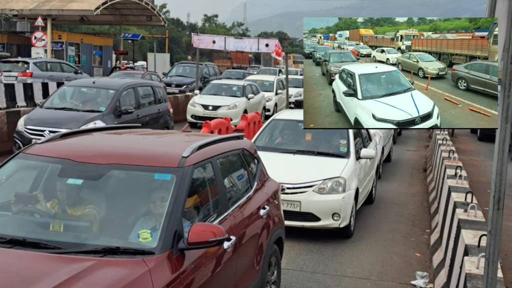 Big traffic jam on Pune Mumbai Expressway urse toll plaza Big traffic jam on Pune Mumbai Expressway urse toll plaza