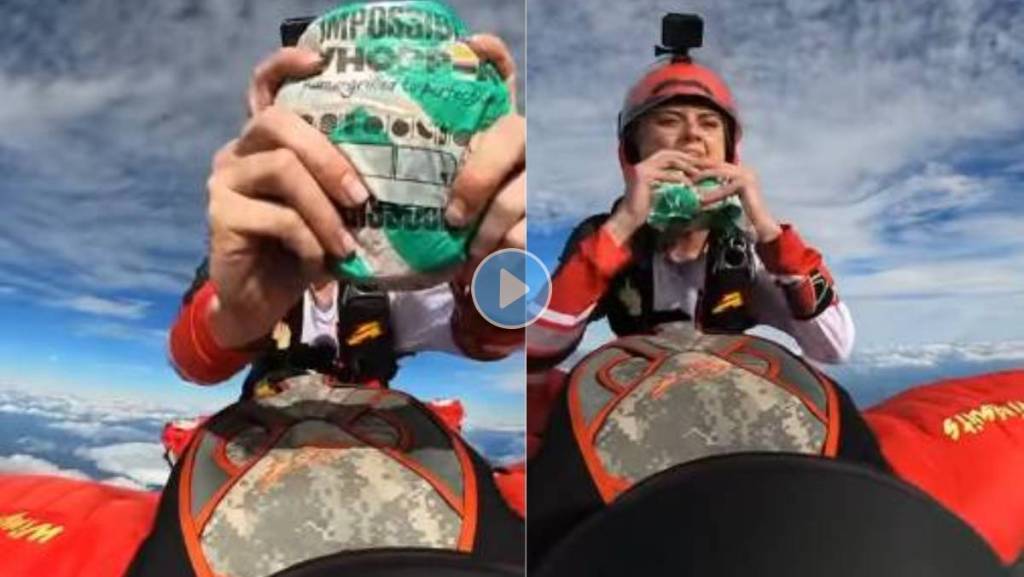Woman-Eats-Burger-In-Skydiving
