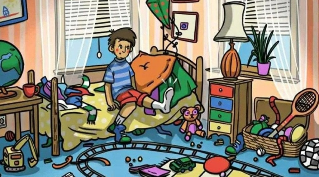 Optical Illusion can you find hidden shoe in this room picture take a challenge
