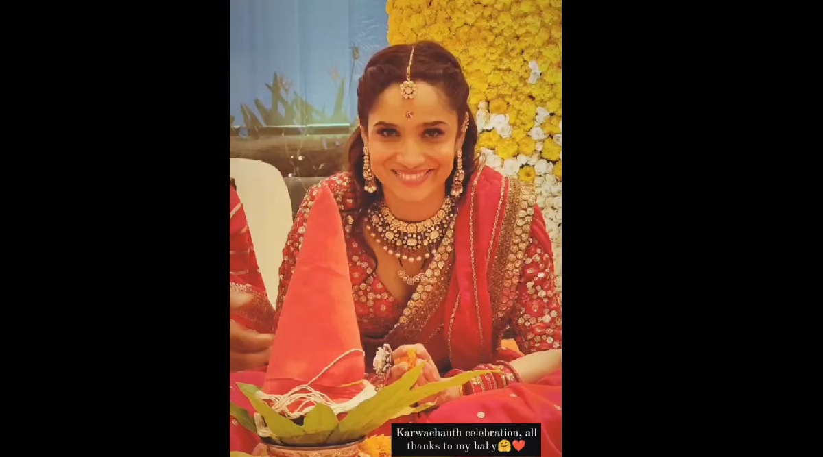 ankita lokhande vicky jain first karva chauth